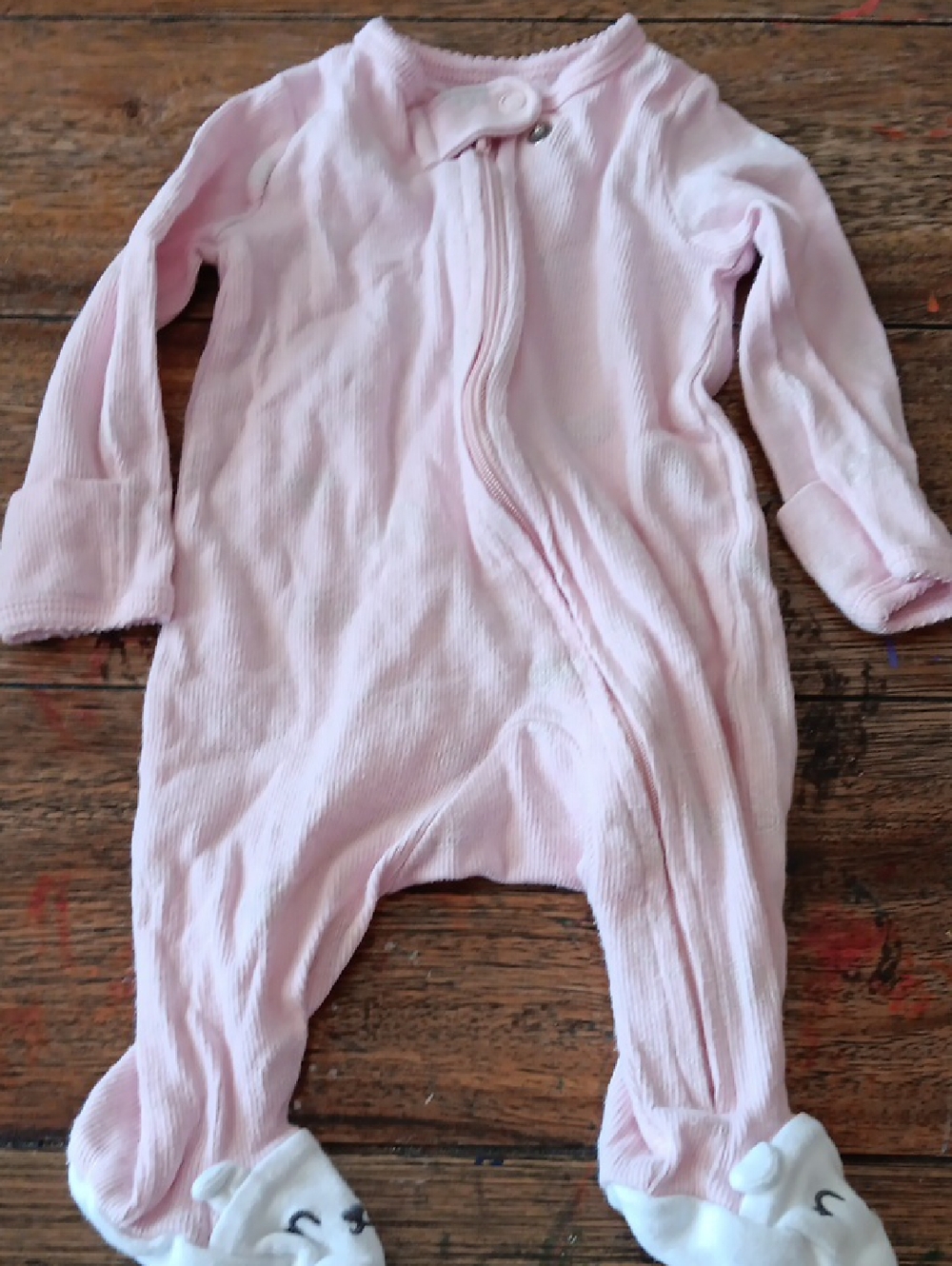 Carter's Pink, Light Blue Sleepers & White Baby One-Piece and Pants - Picture 4 of 12